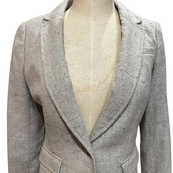 Banana Republic Wool Blend Hackney Blazer Riding Jacket Size 4 Neutral Tweed - Picture 2 of 5